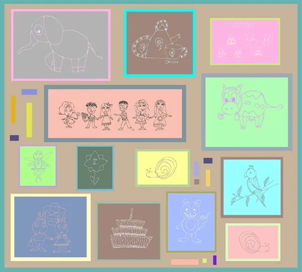 Element for design. Illustration of children's drawings. Set of — Stock Vector
