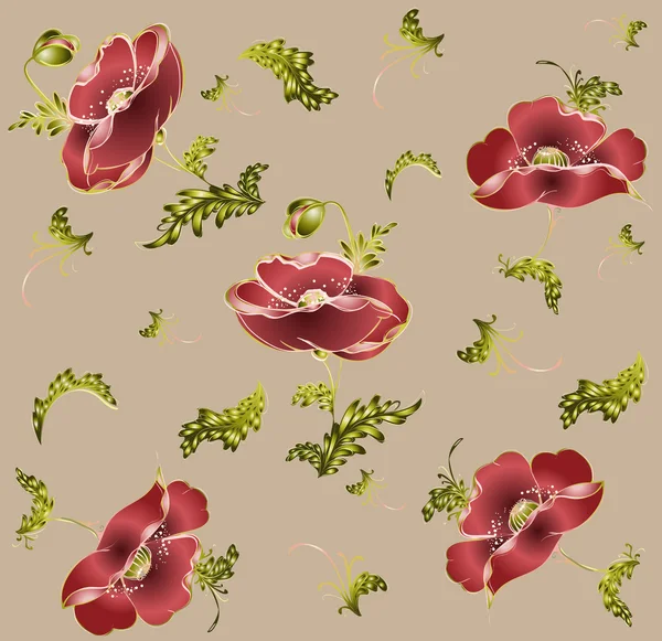 Fondo sin costuras de un ornamento de flores — Vector de stock