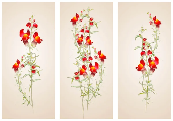 Banner vertical floral elements.Illustration flores vermelhas . — Vetor de Stock