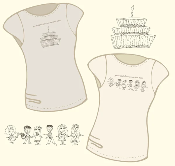 Women's t-shirt illustratie. Ontwerpelementen — Stockvector