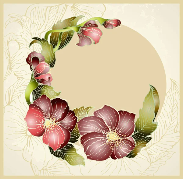 Carte de vœux avec fleur. Beau cadre décoratif avec f — Image vectorielle