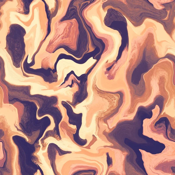 Abstract marble seamless pattern. Hand drawn acrylic illustration. Texture for print, fabric, textile, wallpaper. Colorful background in brown caramel tones. — Stockfoto