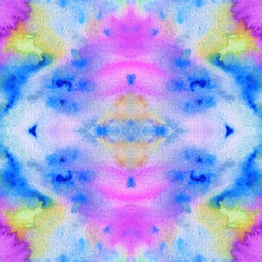 Suluboya dokusu. Kusursuz desen. Lekeli, damlalı, fırça darbeli sanat özeti. Renkli parlak mavi pembe el çizimi.