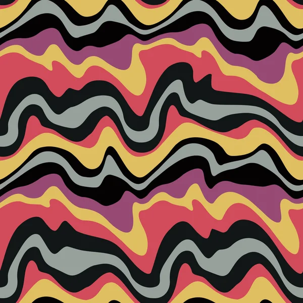 Seamless pattern with stripes. Wavy psychedelic lines. Vector illustration background. Texture for print, fabric, textile, wallpaper. — Stockvektor