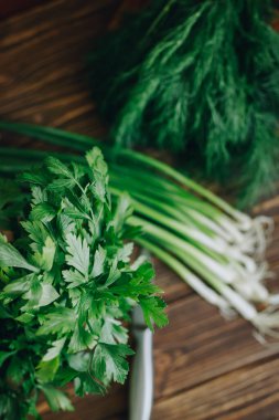 chopped parsley dill and herbs, healthy food, close-up