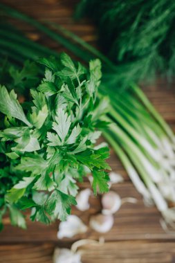 chopped parsley dill and herbs, healthy food, close-up
