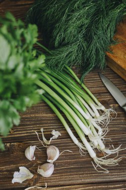 chopped parsley dill and herbs, healthy food, close-up