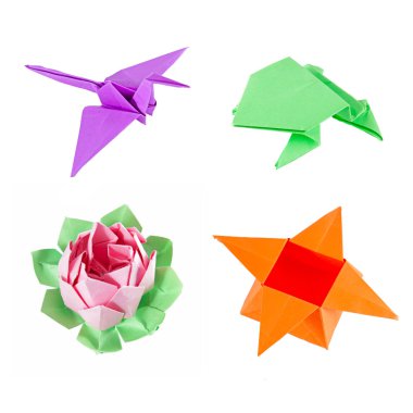 origami mix üzerinde beyaz izole