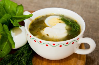 çorba, kuzukulağı, nettles ve yumurta