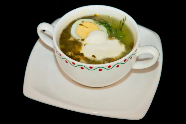 Sopa com azeda, urtigas e ovo — Fotografia de Stock