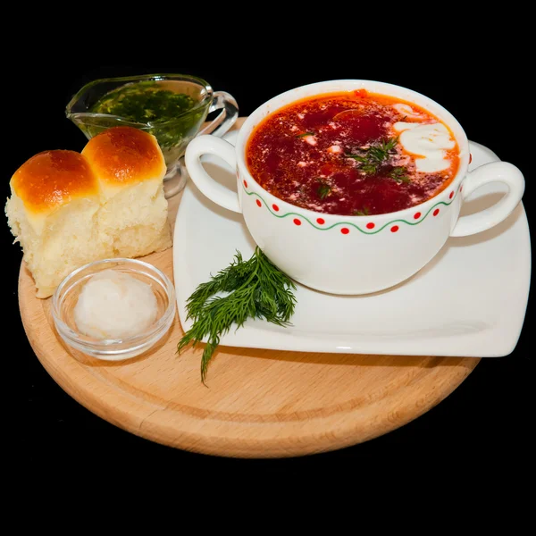 Ukrainian and Russian national red borsch — Stock Image Ukrainian and Russian national red borsch Stock Photo