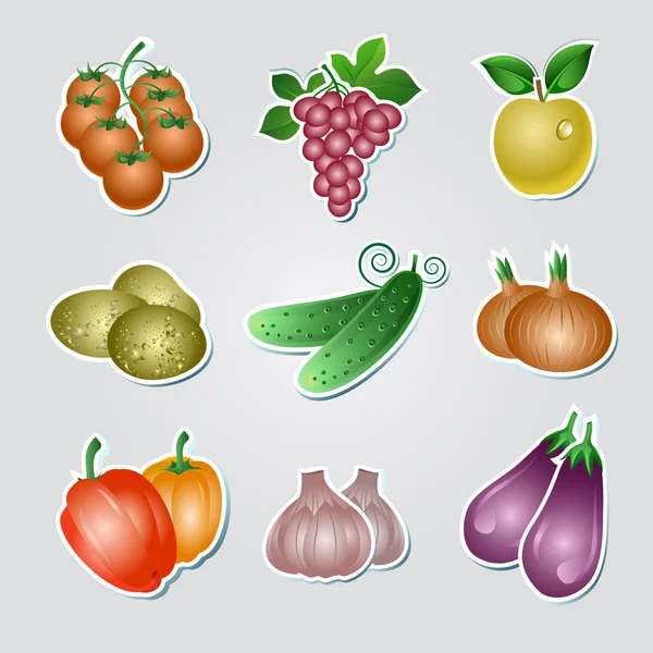 Vegetable stickers — Stock Vector