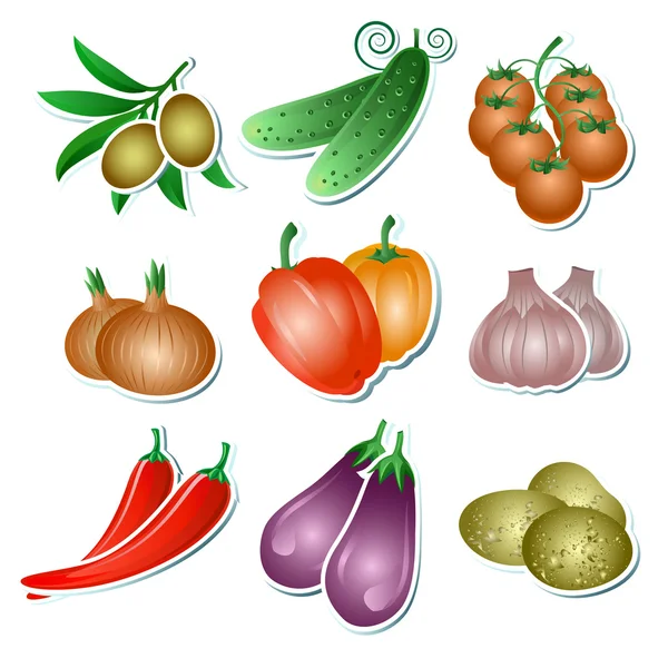 Set of vector vegetables — Stock Vector