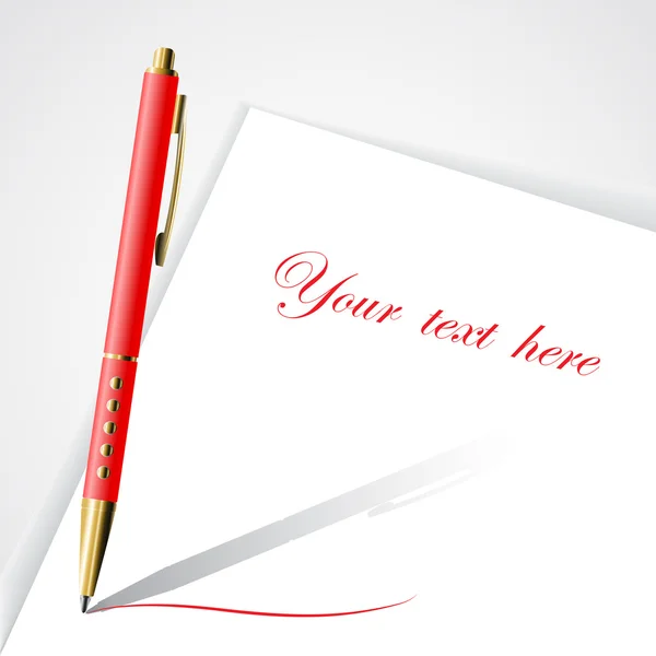 Vector red pen — Stock Vector