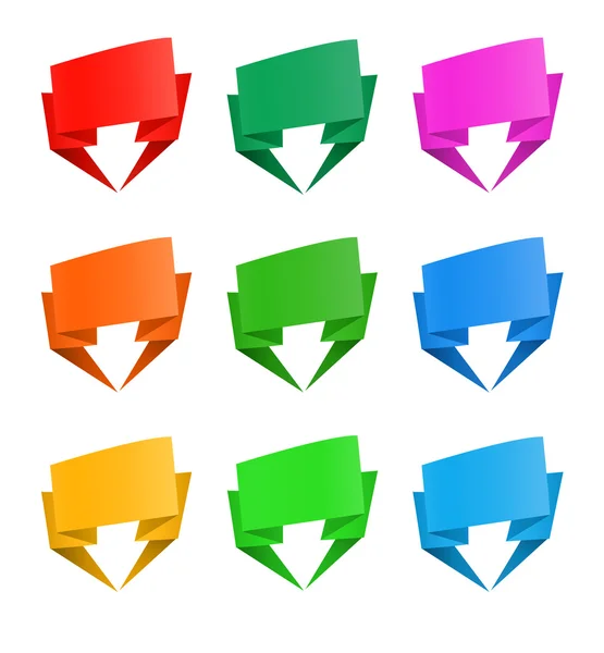 Uppsättning av origami papper banners — Stock vektor