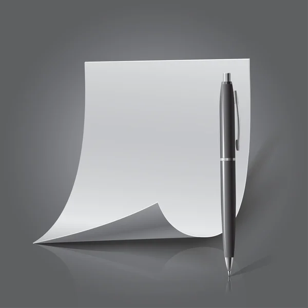 Feuille vierge de papier et stylo — Image vectorielle