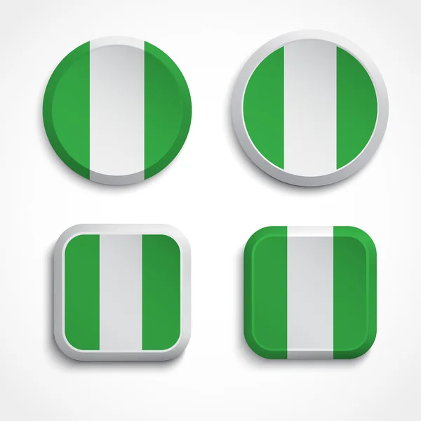 Przyciski Flaga Nigerii — Wektor stockowy