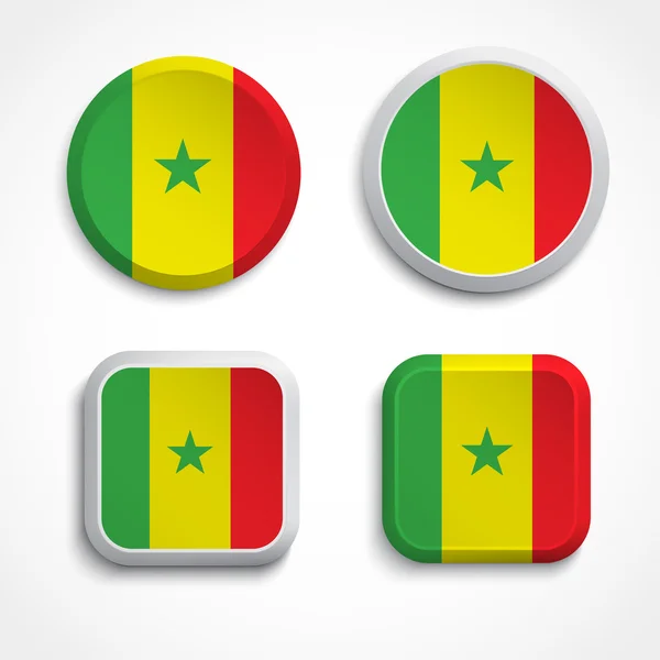 Senegal flag buttons — Stock Vector