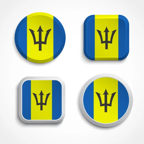 Botones bandera de Barbados — Vector de stock