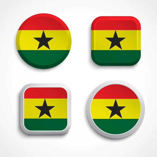 Ghana flag buttons — Stock Vector