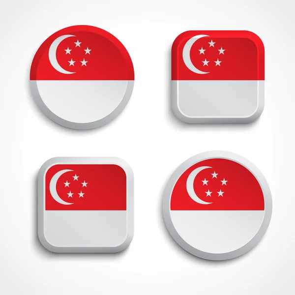 Σιγκαπούρη σημαία κουμπιά — Διανυσματικό Αρχείο