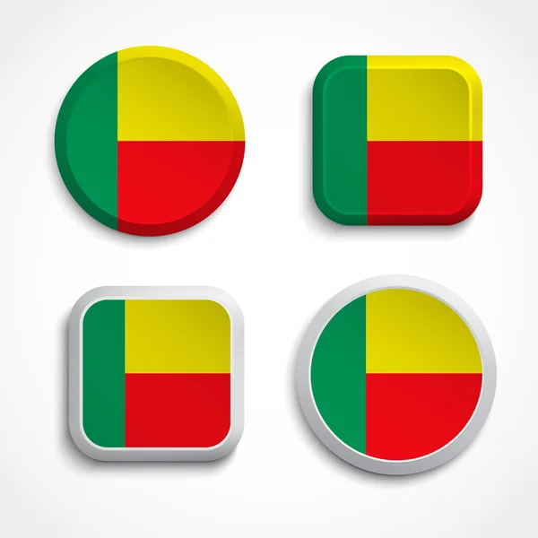 Benin flag buttons — Stock Vector