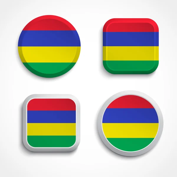 Mauritius flagga knappar — Stock vektor