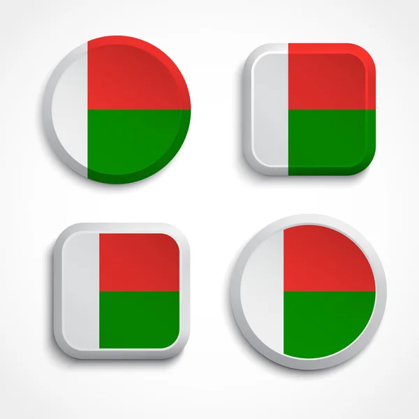 Botones bandera Madagascar — Archivo Imágenes Vectoriales