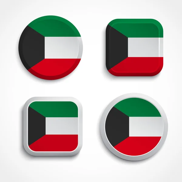 Botones bandera Kuwait — Vector de stock