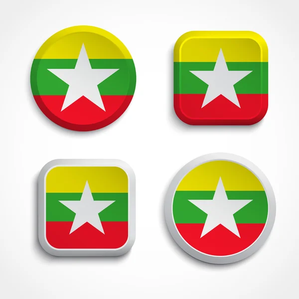 Myanmar flag buttons — Stock Vector