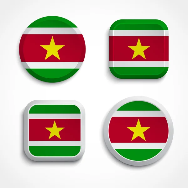 スリナムの旗ボタン — ストックベクタ