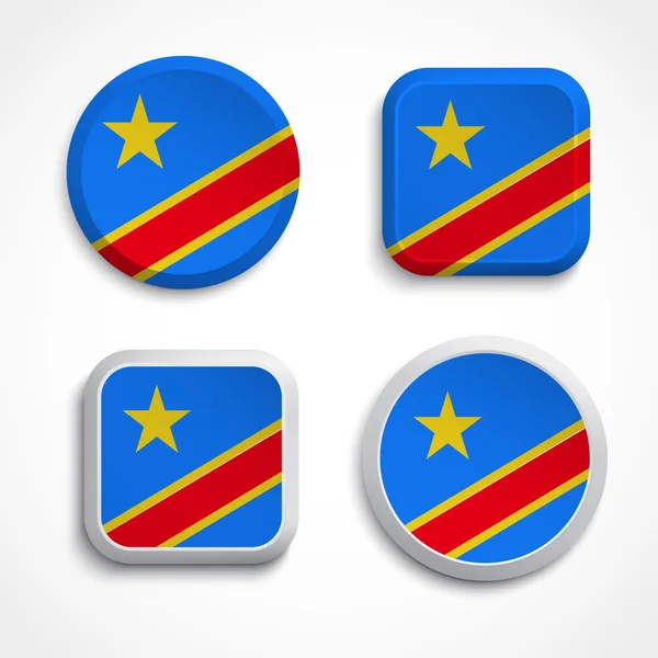 Congo vlag knoppen — Stockvector