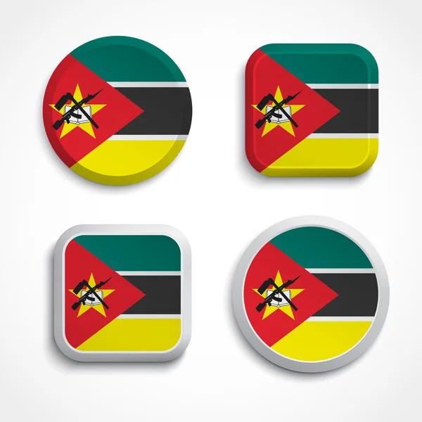 モザンビークの旗ボタン — ストックベクタ