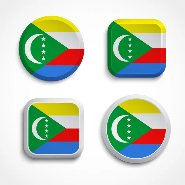 Comoros flag buttons — Stock Vector