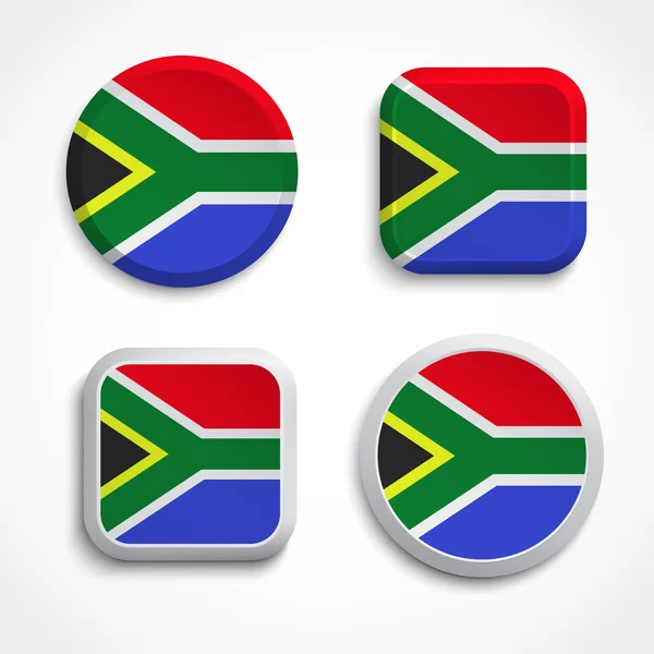 南アフリカ国旗ボタン — ストックベクタ