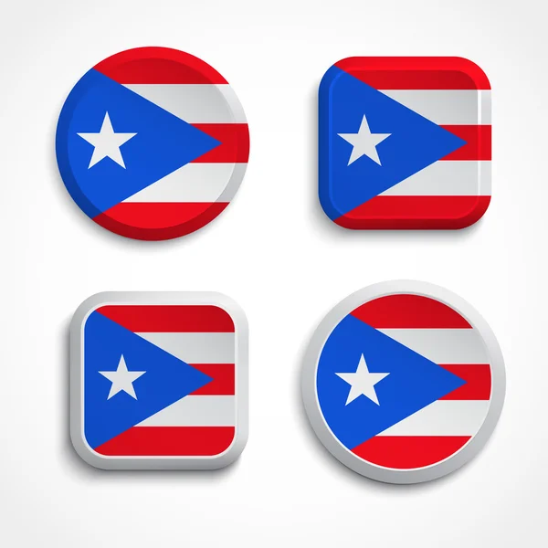 Pulsanti bandiera Porto Rico — Vettoriale Stock