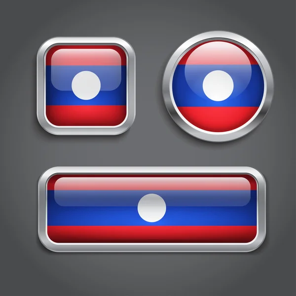 Laos botones de vidrio bandera — Vector de stock