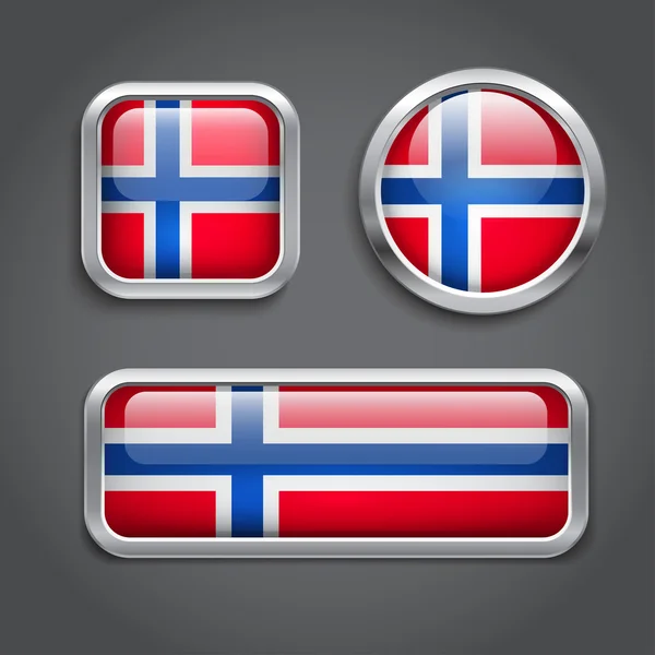 Noruega bandera botones de vidrio — Archivo Imágenes Vectoriales