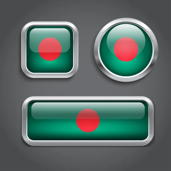 バングラデシュの国旗ガラスボタンします。 — ストックベクタ