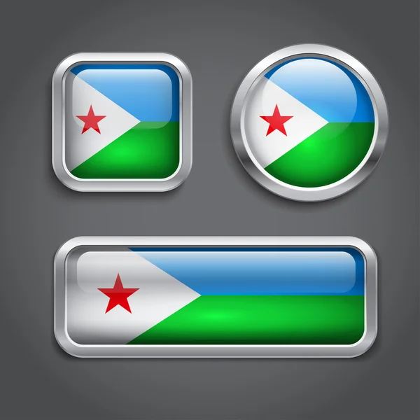 Bandera de Djibouti botones de vidrio — Vector de stock