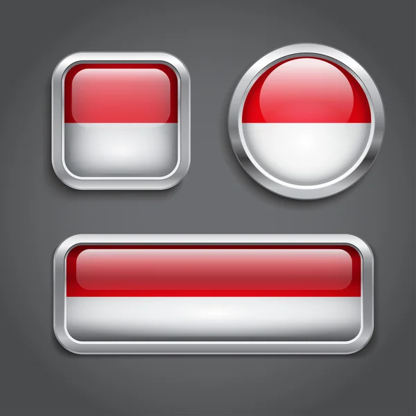 印度尼西亚国旗玻璃按钮 — 图库矢量图片