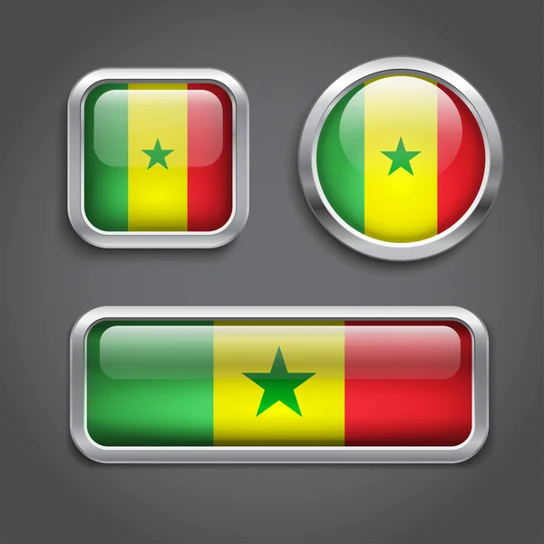 Senegal vlag glas knoppen — Stockvector