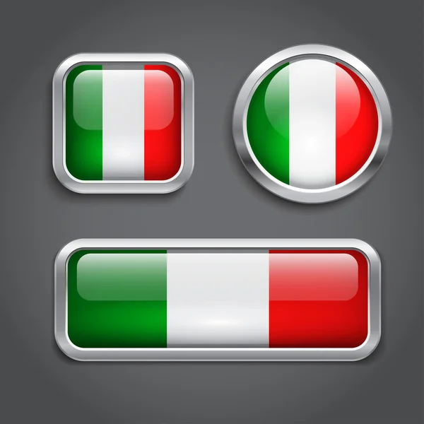 Italie boutons en verre drapeau — Image vectorielle