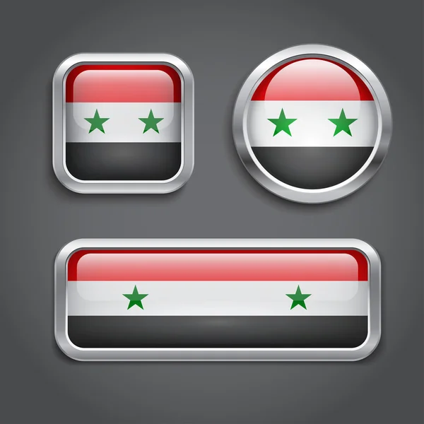 叙利亚国旗玻璃按钮 — 图库矢量图片