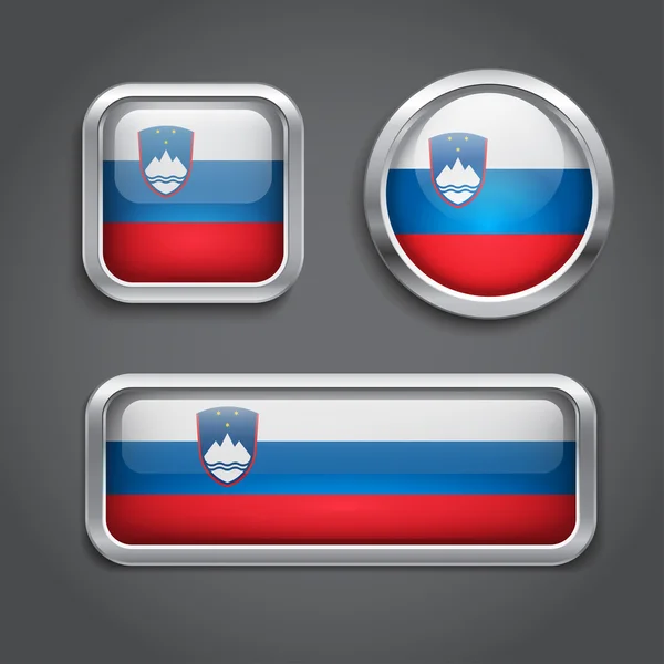 Slovenia flag glass buttons — Stock Vector