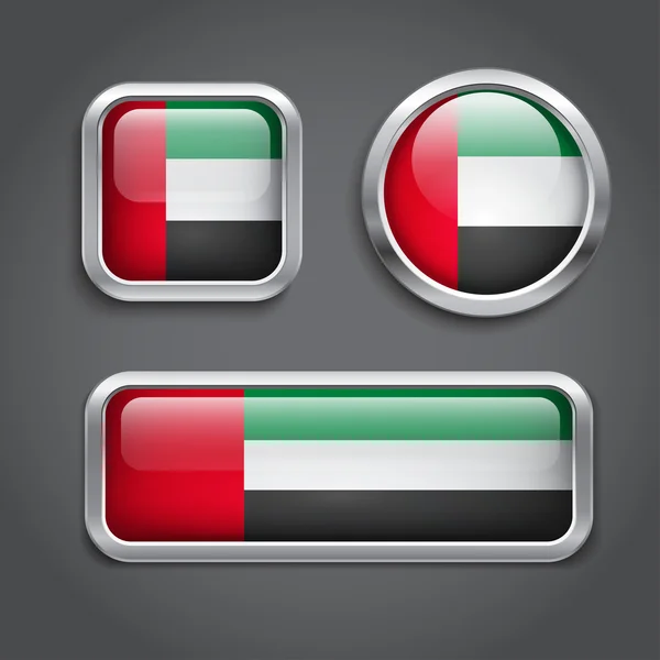 Emirates flagga glas knappar — Stock vektor