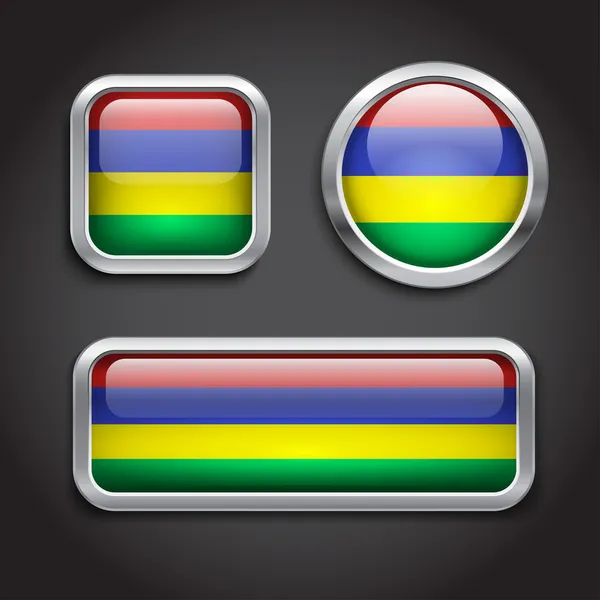 Mauritius bayrak cam düğmeleri — Stok Vektör