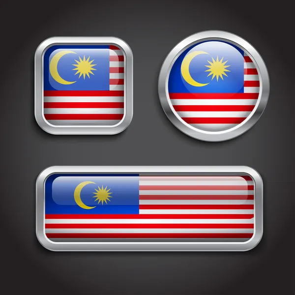 Μαλαισία σημαία γυαλί κουμπιά — Διανυσματικό Αρχείο