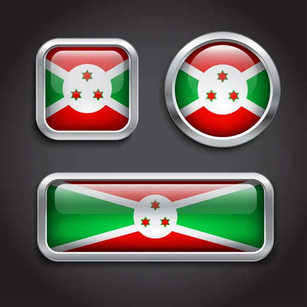 Burundi botones de vidrio bandera — Vector de stock