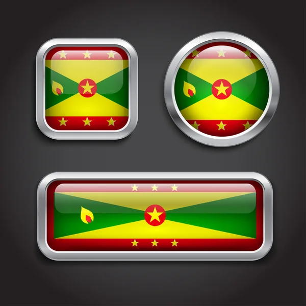 Vlag van Grenada glas knoppen — Stockvector